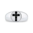 thumbnail image 2 of Diamond Princess Sterling Silver Mens Round Black Color Enhanced Diamond Cross Ring 1/4 Cttw, 2 of 4