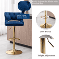 thumbnail image 4 of 26-35 Inch Bar Stools, Counter Height Adjustable Swivel Barstools High Bar Chairs with Back & Golden Metal Base, Stools Chair with Footrest for Home Kitchen/Dining Room/Cafe(Blue,Set of 2), 4 of 11