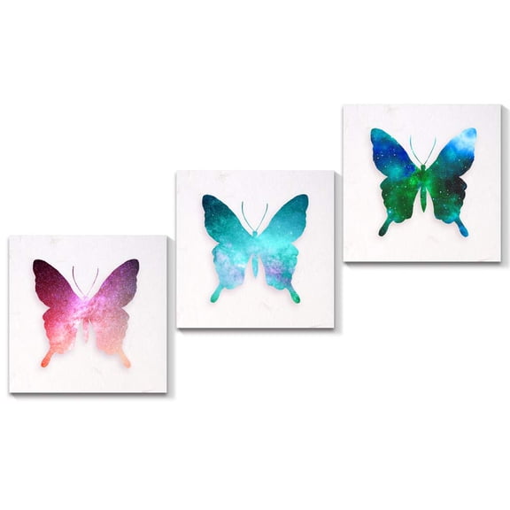 wall26 3 Panel Canvas Wall Art Beautiful Butterfly Pictures Home Wall Decorations for Bedroom Living Room Paintings Canvas Prints Framed - 12"x12"x3 Panels