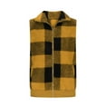 thumbnail image 5 of Womens Fleece Sherpa Vest Winter Sleeveless Fuzzy Fluffy Checkered Plaid Vest Zip Up Jacket Yellow S, 5 of 5