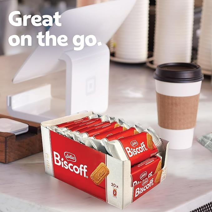 Lotus Biscoff Cookies, 17.6 Oz, Dispenser Box (20 sleeves of 2 XL cookies)