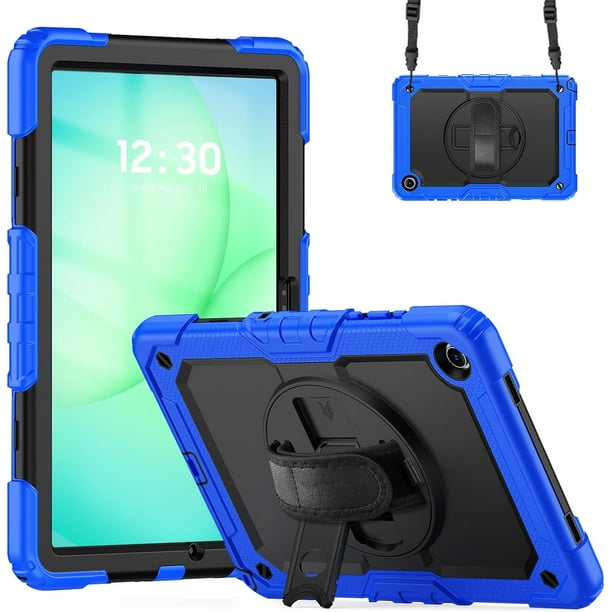 Funda para Samsung Galaxy Tab A11 Plus de 11 pulgadas (2025) y A9 Plus de 11 pulgadas (2023), resistente, a prueba de golpes, con soporte giratorio de 360° y correa de mano/bandolera.