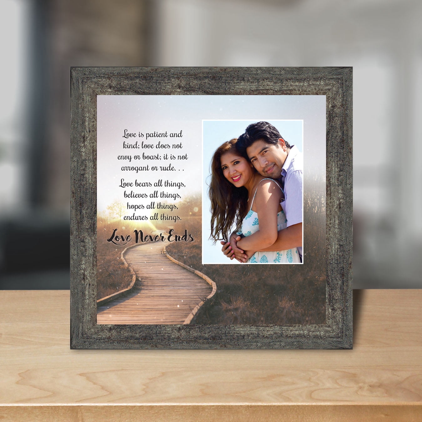 Love Wall Decor for Couples, Christian Wall Decor for Wedding Gifts, Love Never Fails Wall Decor, 1 Corinthians 13 Wall Art, Love is Patient Love is Kind Wall Art, Love Quotes Framed Wall, 6360BW