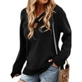 thumbnail image 4 of Top en Tricot à Manches Longues pour Femmes de Couleur Unie et Croisé V, 4 of 6