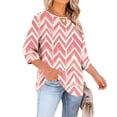 thumbnail image 2 of TaTaai Women's Plus Size Printed T-Shirt Round Neck 3/4 Sleeve Chest Cut-out Design Loose Fit Casual Spring Summer Layering Blouse Gift, 2 of 6