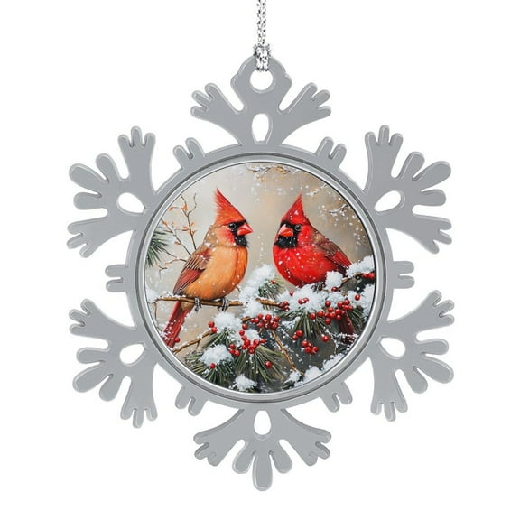 Red Bird Cardinal Sitting on The Branch Snowflakes Ornaments Winter Xmas Holiday Christmas Keepsake for Boys Girls Christmas Decoration Gifts for Friends Coworkers Employees Family