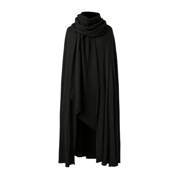 UTSJKR Mens Floor‑Length Wrapped Scarf Collar Cape Cloak Lightweight Wrinkle Fabric for Medieval Wanderer Larp Cosplay Festival Costume Accessory Black S