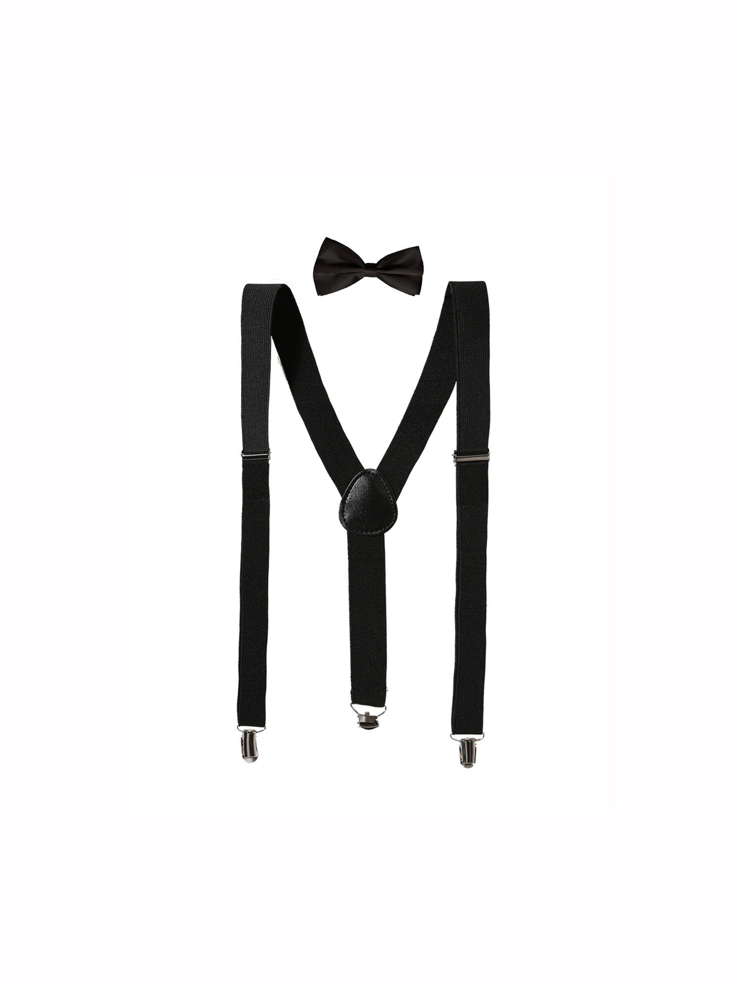 Womens Suspender Bow Tie Set Y Shape Adjustable Rainbow Checker Flag Black