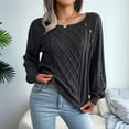 thumbnail image 6 of Women'S Casual Leopard Print Knitted Pullover Sweaters Long Sleeve Crew Neck Jumper Tops Black L, 6 of 7
