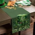 thumbnail image 3 of St. Patricks Day Table Runner 13x72 Inches Long Green Clover Hat Runner for Table Green Leaves Table Runners Cotton Linen Dresser Scarf for Kitchen Coffee Dining Spring Holiday Party Decor, 3 of 6
