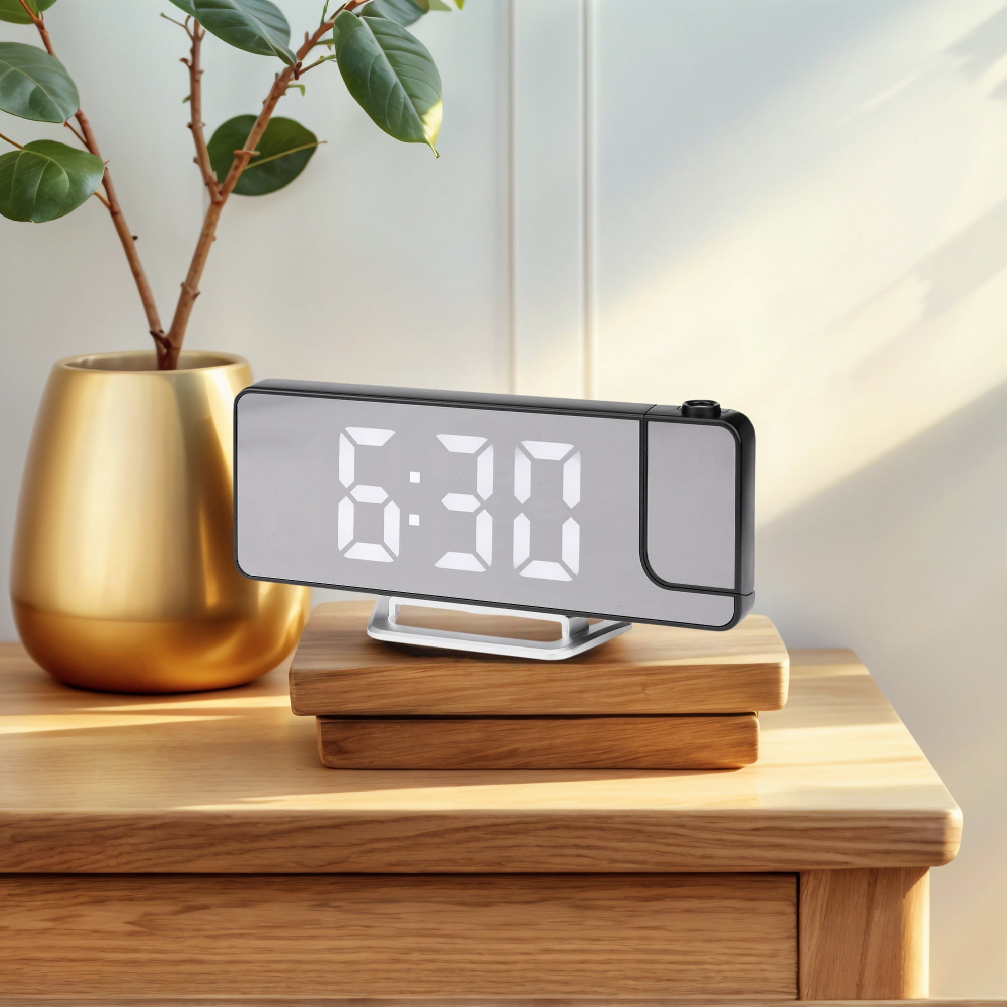 Unique Bargains 2 Pcs Projection Alarm Clocks for Deep Sleepers White/Pink