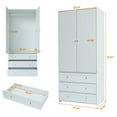 thumbnail image 3 of PHOYAL White Wardrobe Armoire Closet with Shelves and 3 Drawer, Freestanding Closet Wardrobe Cabinet for Hanging Clothes, 31.42" * 18.94" *70.87", 3 of 9