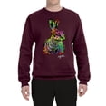 thumbnail image 2 of Wild Bobby, Colorful Rainbow Rabbit Animal Lover Unisex Crewneck Graphic Sweatshirt, Maroon, X-Large, 2 of 3