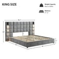 thumbnail image 4 of GDF Studio Luxurious Velvet King Bed with USB Port & Reading Lamp, Grey, 4 of 5