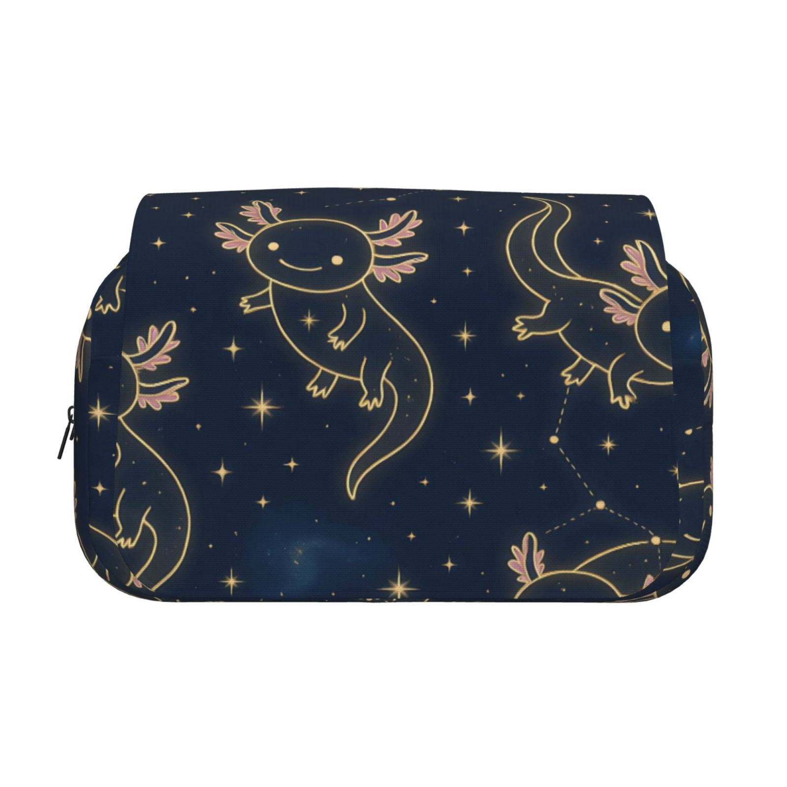 Large-Capacity Flip-Top Double-Layer Pencil Case, Multi-Functional Pocket Pen Case, Durable Stationery Organizer Axolotl Constellations - Deep-Space Cute
