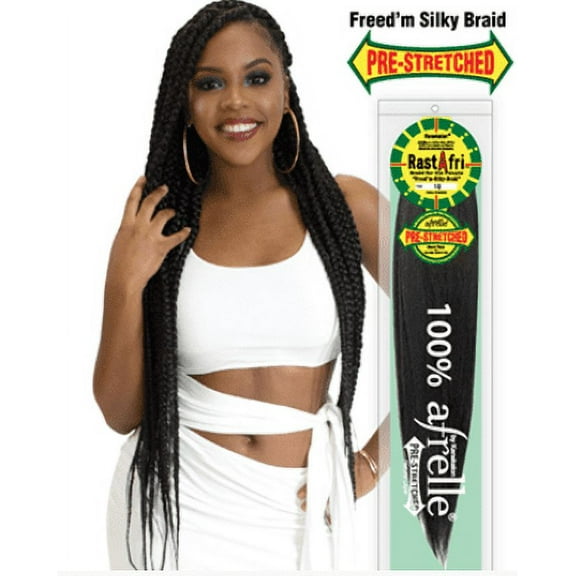 2 Pack RastAfri Freed’m Silky Pre-Stretched Braiding Hair 100% Kanekalon - T1B/27 1B Off Black with Strawberry Blond