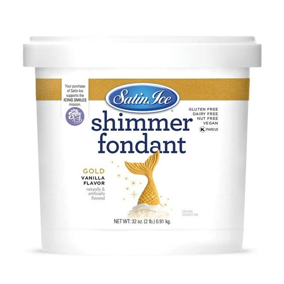 Satin Ice Gold Shimmer Fondant With Edible Glitter (2 Pounds, Vanilla) For Cake Decorating
