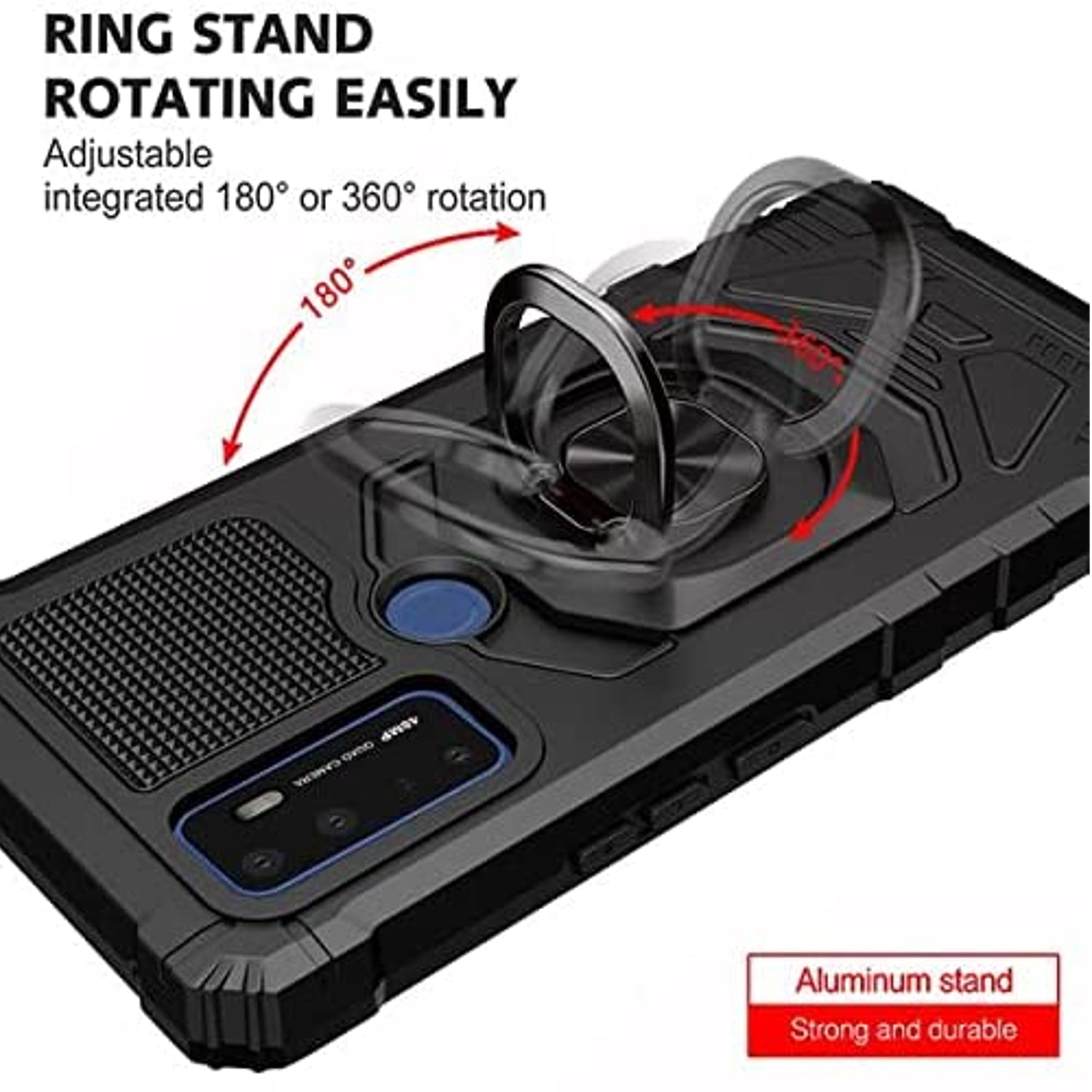 For BLU View 5 2024 Case Hybrid Magnetic Car Mount Ring Kickstand Stand Holder Full-Body Armor Hard Protective [Military Grade] Phone Cover - Black