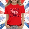 thumbnail image 2 of oelaio Girls Boys 4th of July Shirt 250th Anniversary American Flag T-Shirts USA Star Stripes Graphic Tees Independence Day Outfit for Kids Red 5-6 Years, 2 of 6