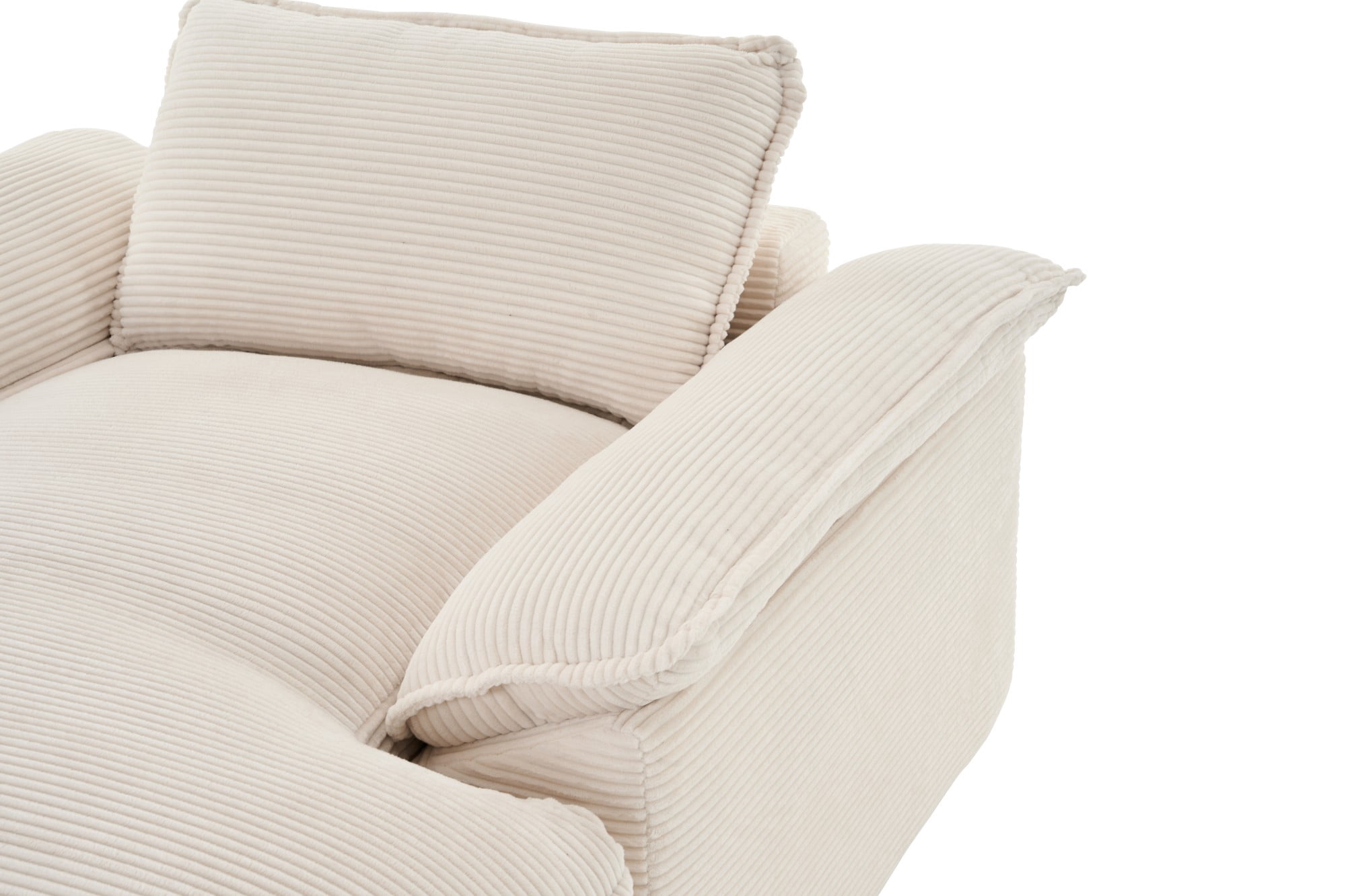 Aukfa 51.2" Oversized Chaise Lounge Chair Indoor, Corduroy Upholstered Sofa Couch with Pillow Armrests, Sleeper Sofa Chair for Living Room Bedroom Office, Corduroy