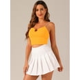thumbnail image 4 of DARING DIVA Women's Glitter Rhinestones Encrusted Cut Out Cami Crop Tank Tops XL Yellow, 4 of 6