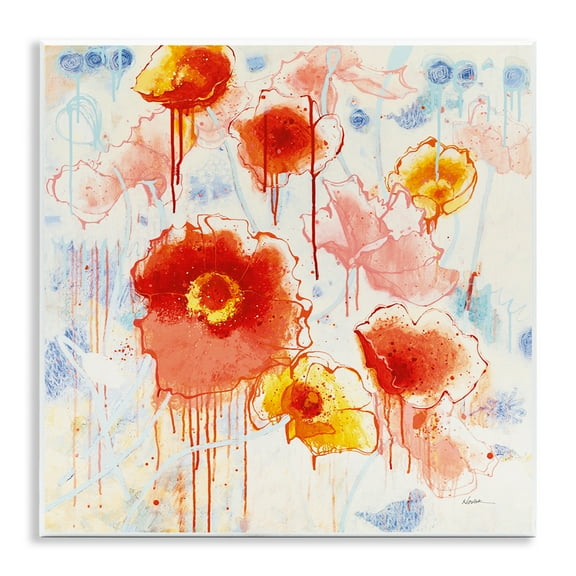 Stupell Industries Dripping Abstract Poppies Abstract Painting Unframed Art Print Wall Art, 12 x 12