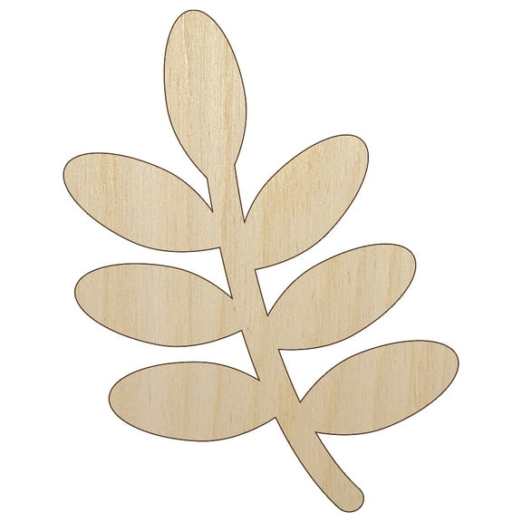 Leaf Branch Solid Wood Shape Unfinished Piece Cutout Craft DIY Projects - 4.70 Inch Size - 1/8 Inch Thick