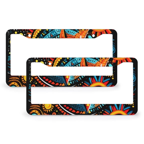 2 Pcs Set Abstract Design Geometric License Plate Frames Modern Abstract Geometric Car Tags Frames Holder Quality Aluminum Metal 2 Round Holes for Women