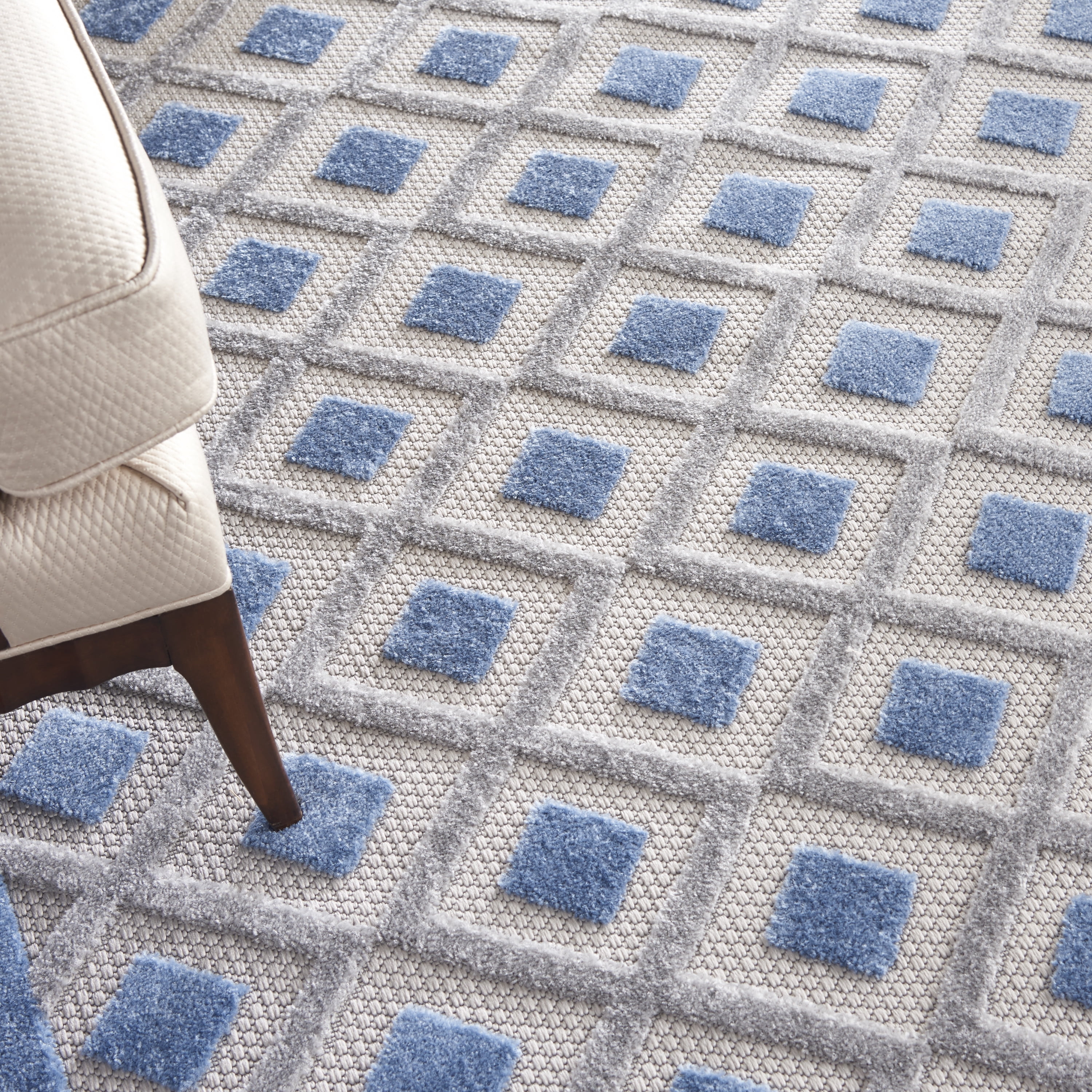 Nourison Aloha Indoor/Outdoor Blue/Grey 9'6" x 13' Area Rug, (10x13)