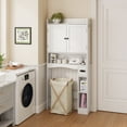 thumbnail image 6 of Over the Toilet Storage Cabinet, Asofer 71"H Bathroom Storage Organizer above Toilet with Adjustable Shelf and Door for Laundry, White, 6 of 9