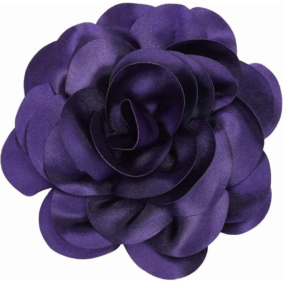 20cm Big Flower Brooch Purple Extra Large Camellia Brooch Pins for Clothes Removable Satin Fabric for Women Dresses Wedding Party Banquet Suit Accessories Jewelry Gifts Brown