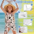 thumbnail image 5 of SEANATIVE Kids Two Piece Swimsuit Set with Swimwear & Mesh Cover-up Skirt, Teen Girls Bathing Suits Cut Out One Shoulder Design, Size 17-18 Years Old, Pink Beige Floral Leopard Print Beige, 5 of 7