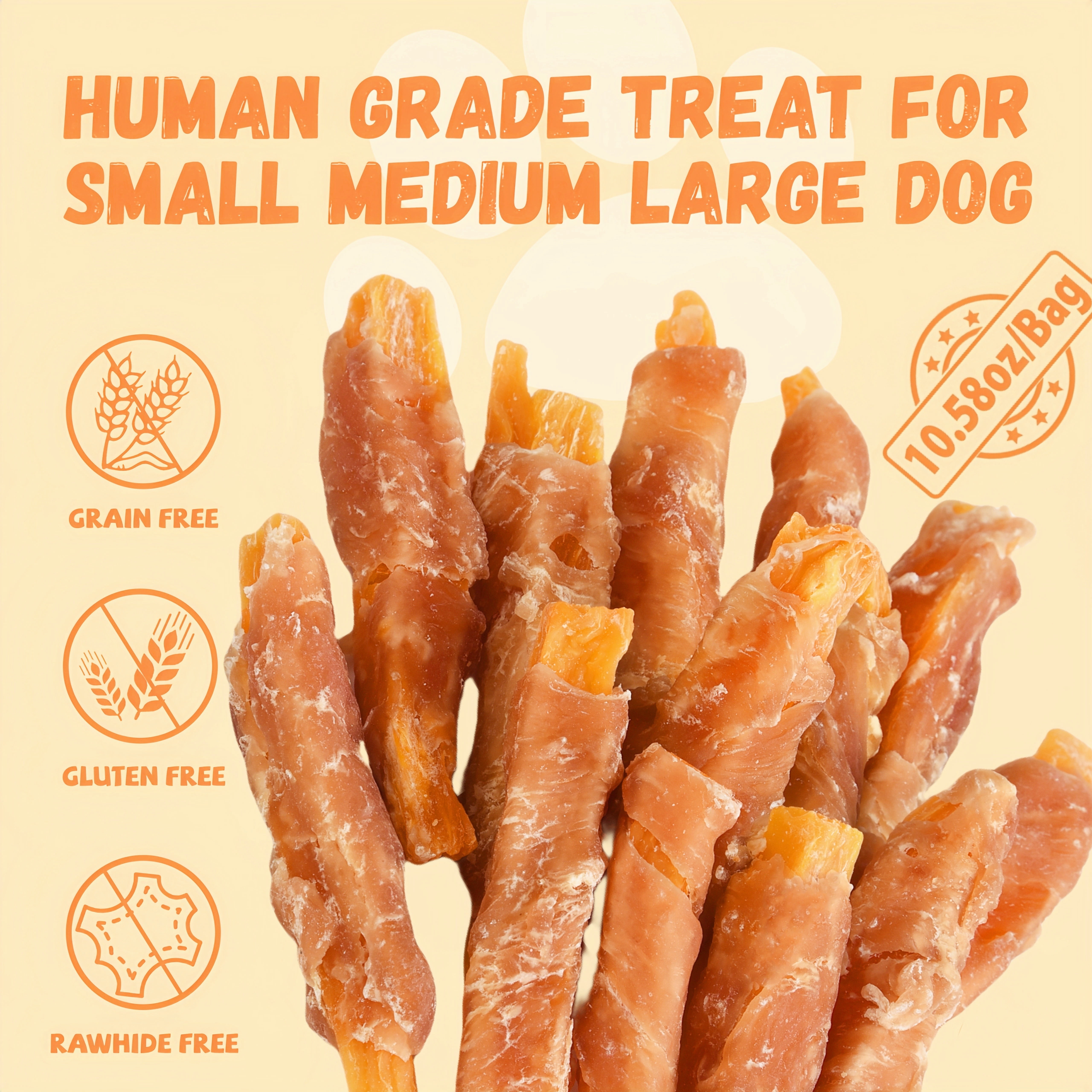 Pawmate Sweet Potato Dog Treats, Chicken Jerky & Sweet Potato Natural Chews for All Dogs, 15 ct Packet