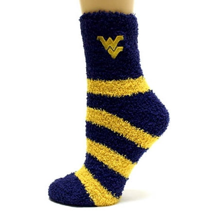 - West Virginia Mountaineers Striped Fuzzy Sock