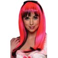 thumbnail image 2 of Sexy Adult Womens 80s Pink Black Streak New Wave Costume Neon Doll Wig, 2 of 2