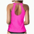thumbnail image 3 of TOWED22 Women Underwire Tankini Top Only - Twist Front High Neck Bathing Suit Swim Top Tummy Control Cross Swimsuit(Hot Pink,M), 3 of 7