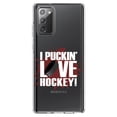 thumbnail image 1 of DistinctInk Clear Shockproof Hybrid Case for Samsung Galaxy Note 20 (6.7" Screen) - TPU Bumper Acrylic Back Tempered Glass Screen Protector - I Puckin' Love Hockey, 1 of 3
