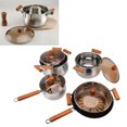 thumbnail image 1 of Cooking Stainless Steel Cookware Set Wooden Handle Multifunctional Kitchen Cooking Set for Steaming Boiling Making Soup, 1 of 7