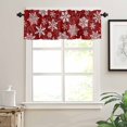 thumbnail image 7 of Christmas Snowflake Kitchen Curtains and Valances Set, Winter Snowflake Red Texture Rod Pocket Window Valance 18 Inch Window Curtain Panels for Living Room Bedroom Laundry, 27.5x36in, 3 Pieces, 7 of 7