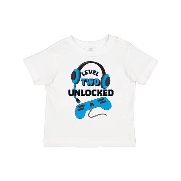Inktastic Level Two Unlocked Blue Video Game Second Birthday Boys or Girls Toddler T-Shirt