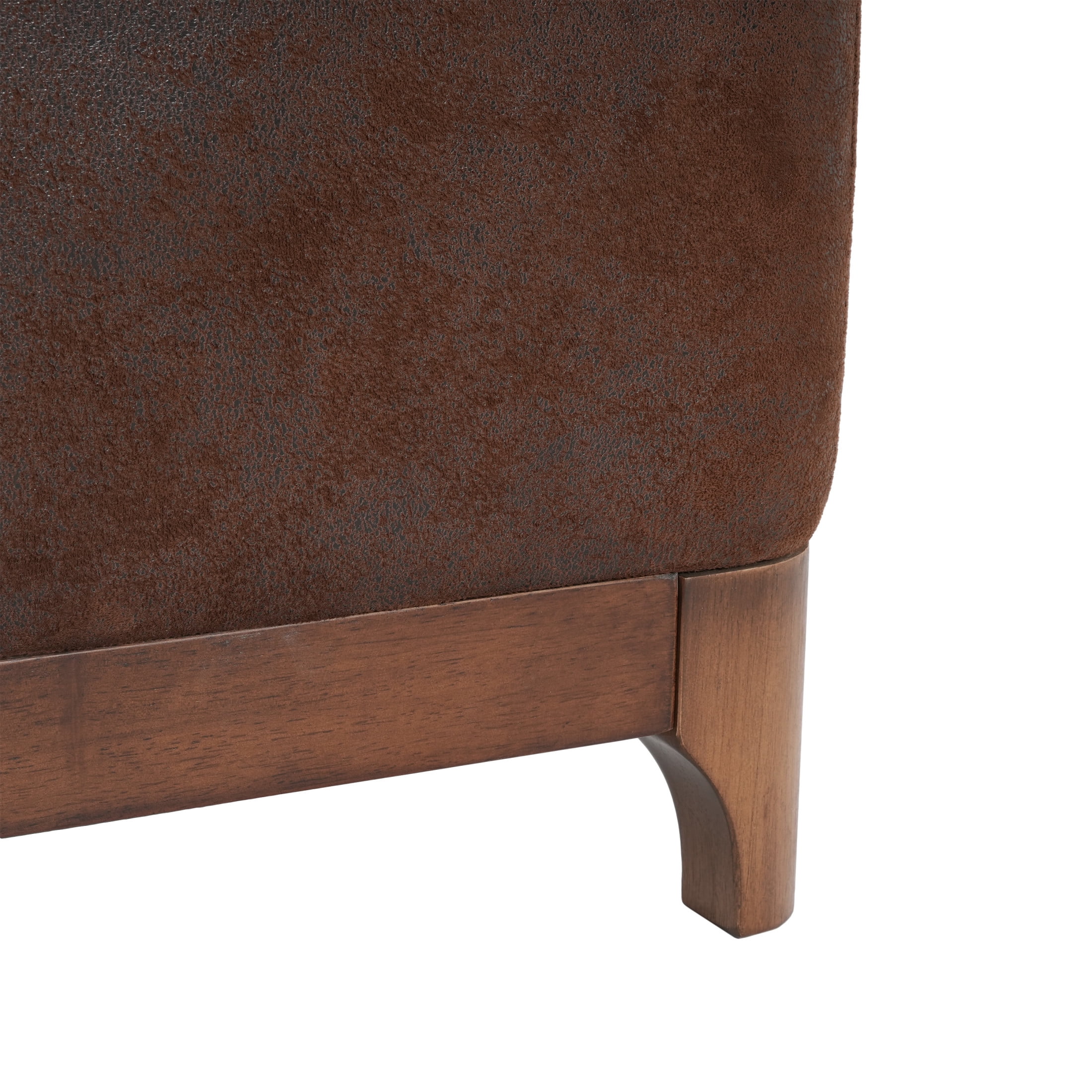 Christopher Knight Home Microfiber Upholstered Storage Ottoman Bench with Solid Wood Legs, Brown