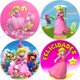 thumbnail image 2 of Fondo de fiesta de princesa de dibujos animados de color rosa melocotón, pancarta redonda, fondo de cumpleaños para niñas y niños, cubierta para baby shower, accesorios fotográficos de Marios, decorac, 2 of 5