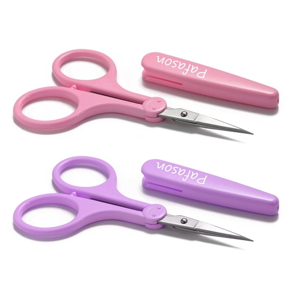 PAFASON Small Travel Craft Scissor Set Straight Precision Tip All Purpose for Scrapbooking Quilting Sewing Knitting Embroidery Cross Stitch Crochet Thread Yarn Paper Fabric Detail Cutting, Safety Cas