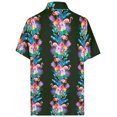 thumbnail image 5 of LA LEELA Men's Hawaiian Shirt Flamingo Casual Beach Shirts Button Down Short Sleeve Dress Shirts for Men 3XL Tropical Stripes, Black, 5 of 6
