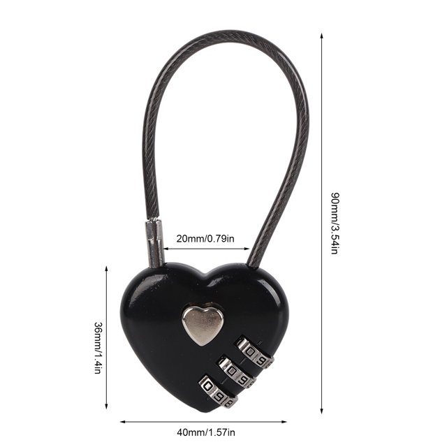 Heart Shape Couple Padlock, 3 Digit Code Padlock Zinc Alloy Luggage Bag Lock Password Security Couple Padlock Combination Padlock for School Gym Lock, Backpack, Suitcase Lock