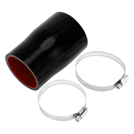 Unique Bargains 1 Set 57-63mm 2.24 -2.48 ID 100mm 3.94 Length 0° Black Red Car Silicone Hose with Clamps Universal