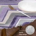 thumbnail image 4 of Northern Europe Round Fitted Table Cover Purple Geometric Wave Stripes Waterproof Table Cloth with Elastic Edge Wipeable Tablecloth for Picnic Camping Party Fits 55"-60" Diameter, 4 of 8