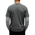 thumbnail image 5 of Nestiefly Mens Layered Shirt Longsleeve Cotton Basic Tee Faux 2-Piece Casual Pullover Fashion Fall Purple M, 5 of 7