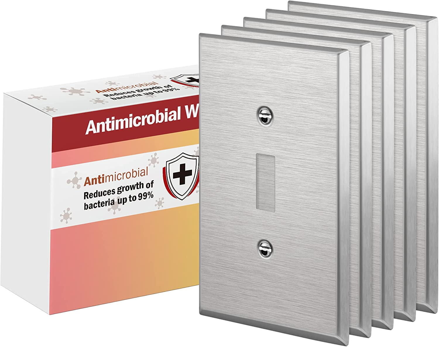 ENERLITES Antimicrobial Metal Toggle Switch Cover, Stainless Steel Wall