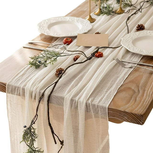 Table Flag With Rough Edges Tassels Wrinkled Fabric Cheese Cloth Wedding Western Tablecloth High-end Feeling